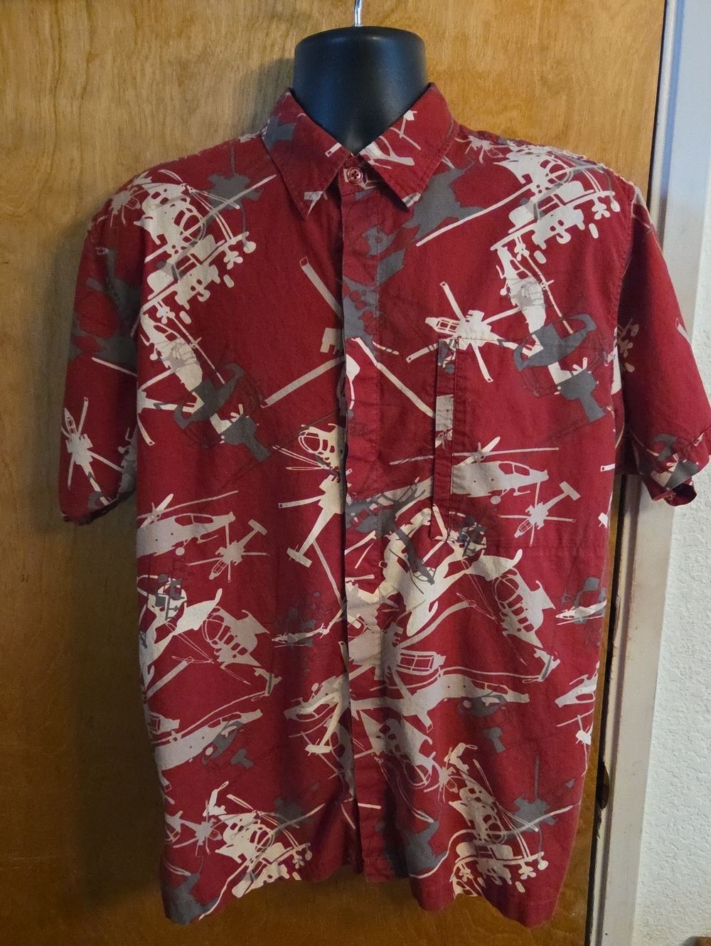 Mountain Dew Helicopter Hawaiian Casual Button Down Shirt 100% Cotton Size Large